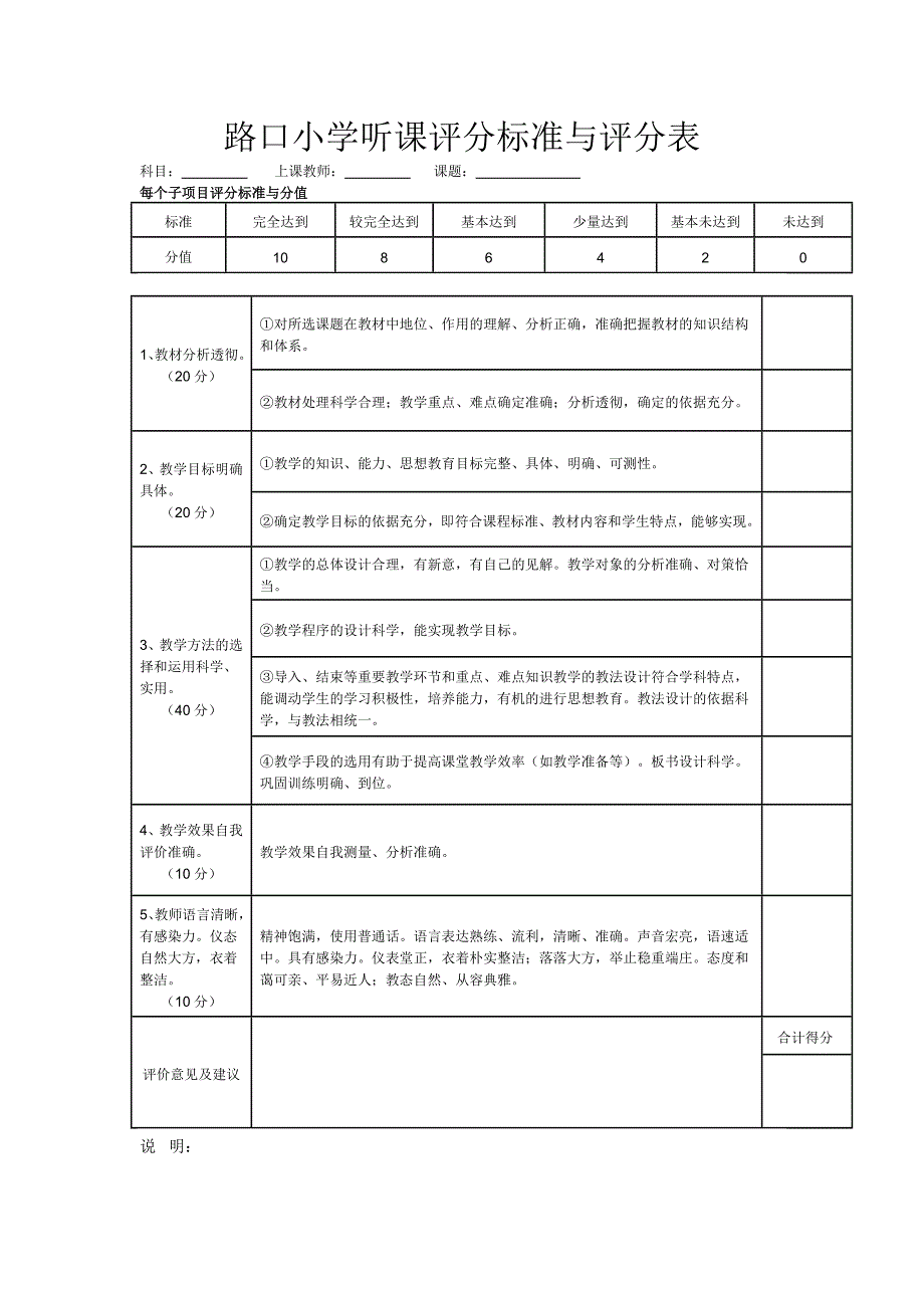 教师公开课评分表_第2页