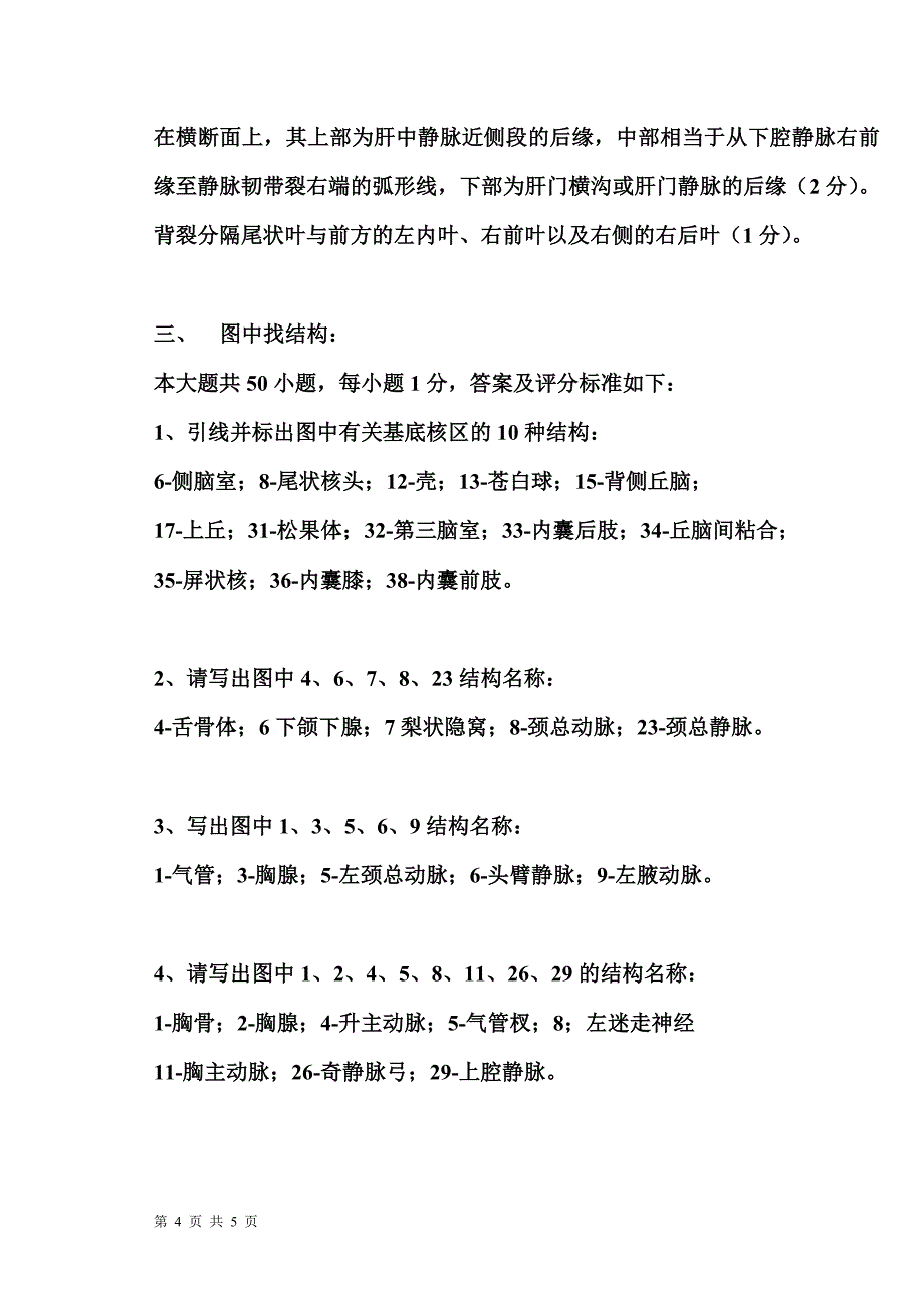 断层解剖学b卷答案及评分标准_第4页