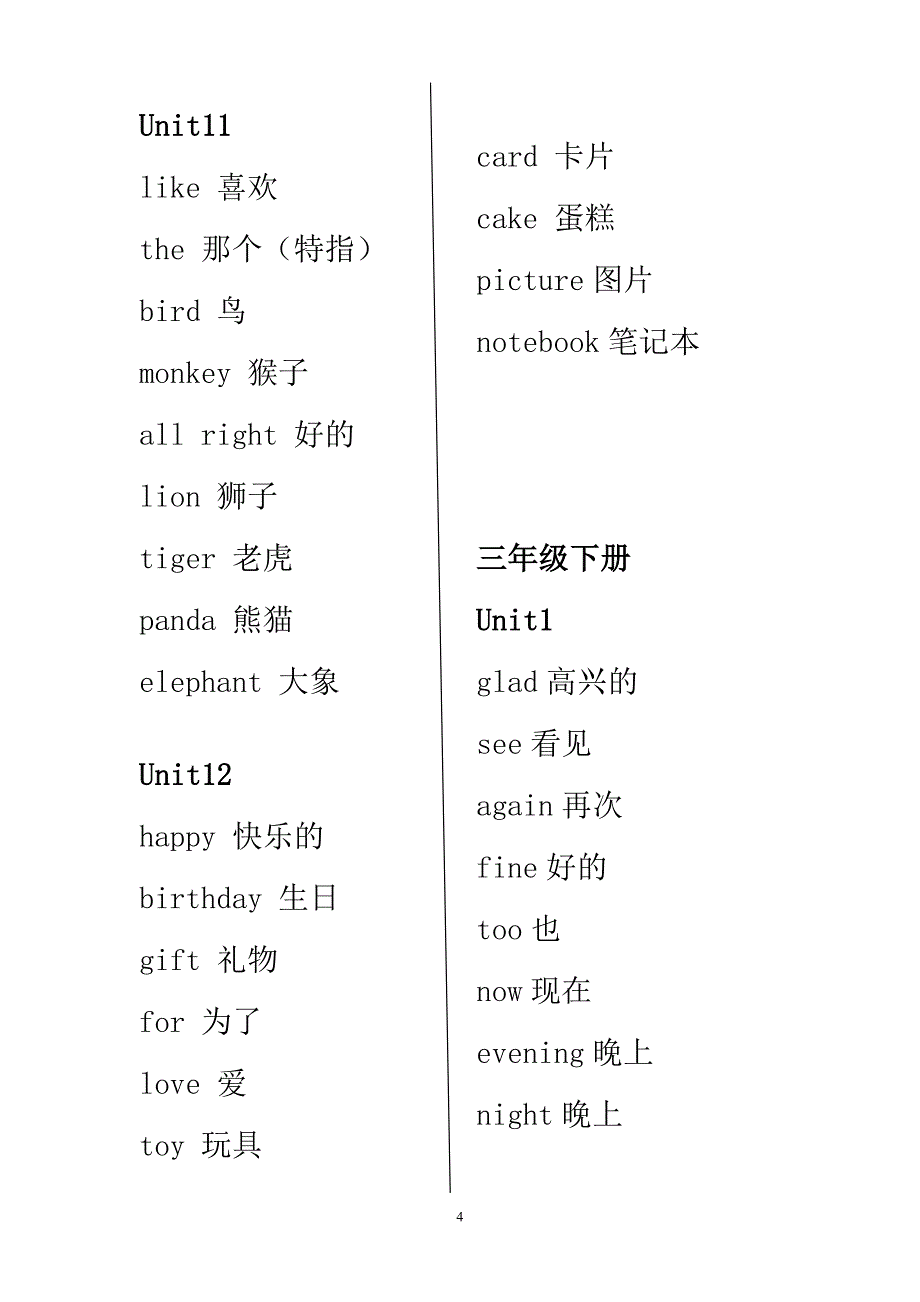 湘少版1-6年级英语单词表(吐血整理)_第4页