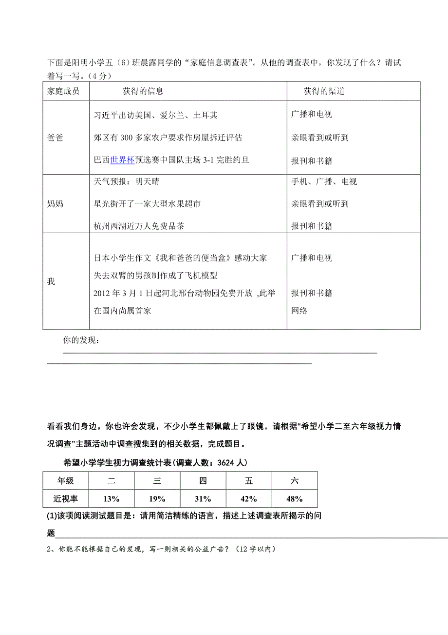 小升初非连续性文本的阅读试题_第2页