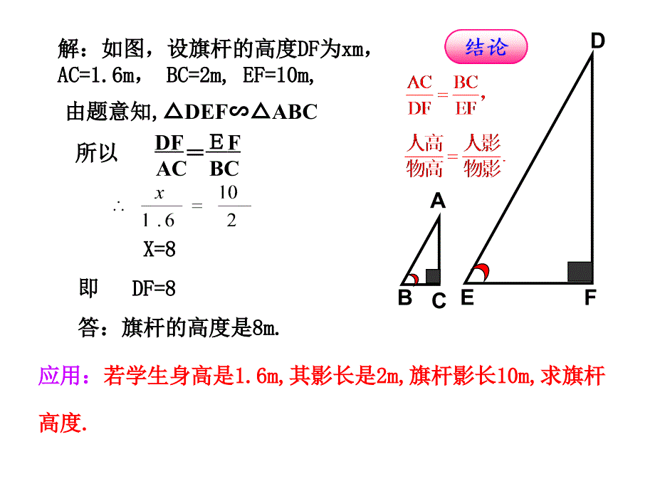 新北师大版九年级上册利用相似三角形测高课件_第4页