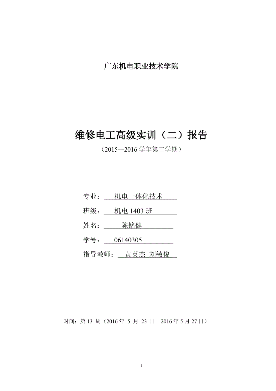 cmj高级电工实训报告_第1页