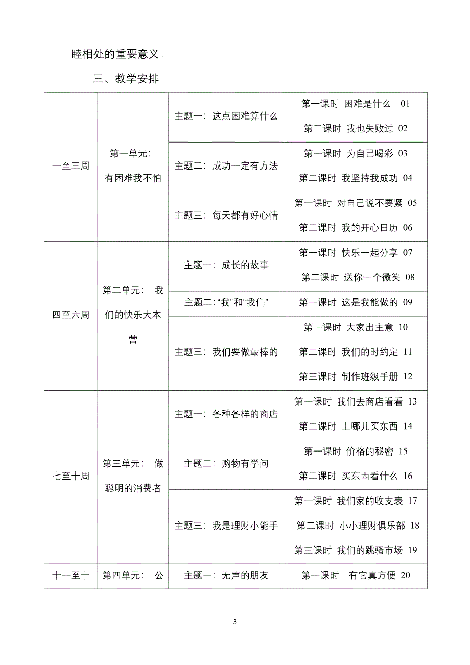 教科版小学四年级上册品德与社会教案及计划_第3页