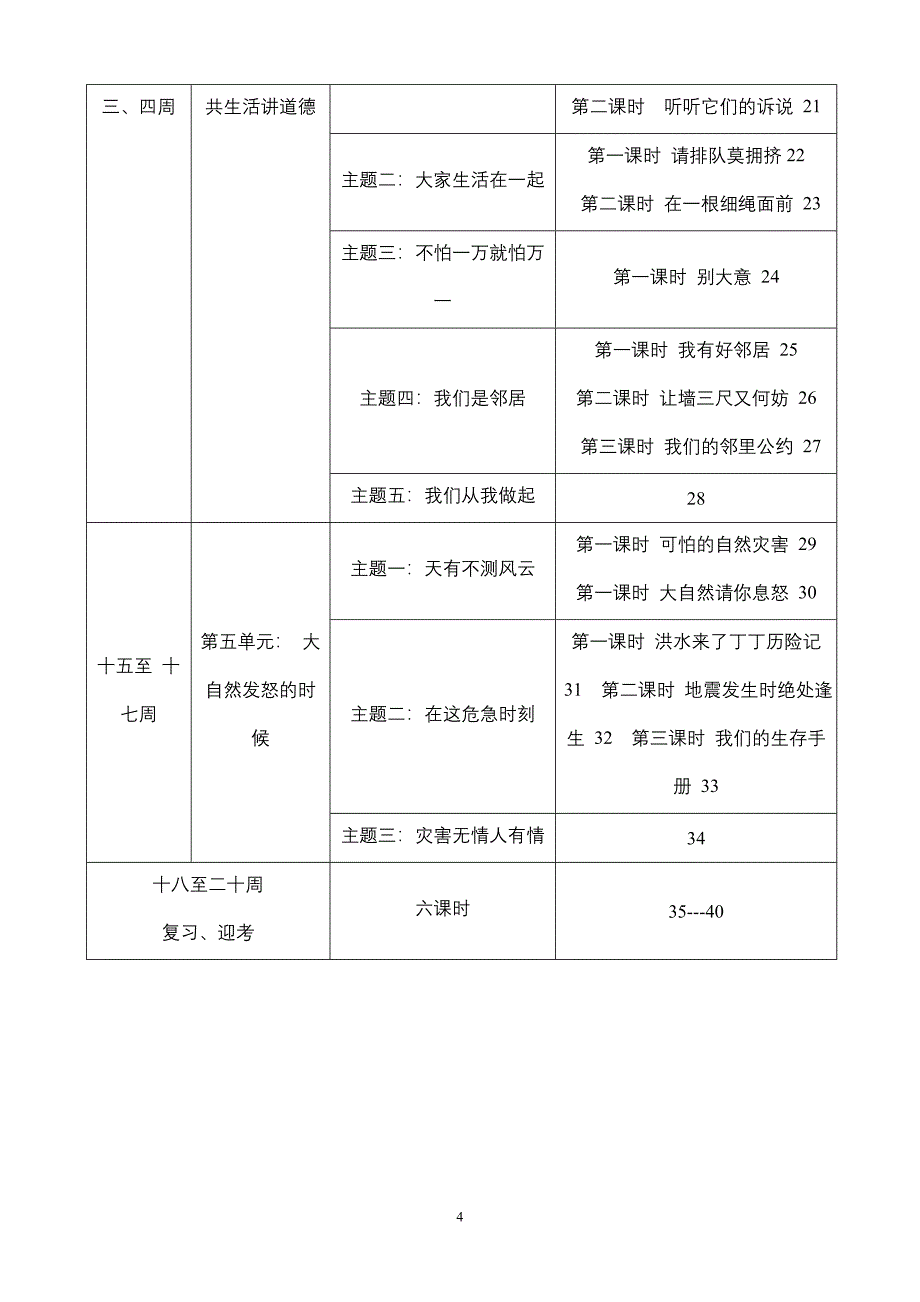 教科版小学四年级上册品德与社会教案及计划_第4页