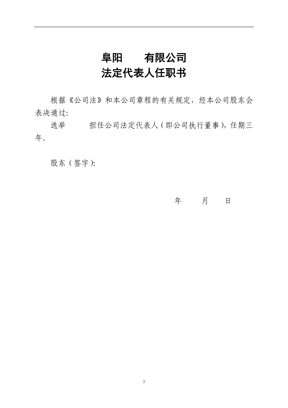 任职书和股东会决议_第3页