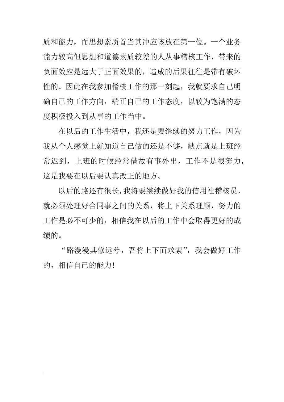 xx年信用社稽核员个人工作总结_第4页