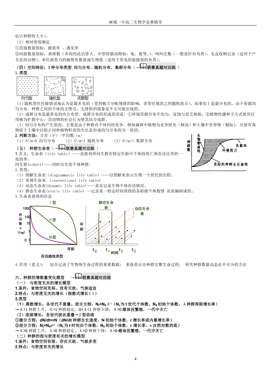 2000-2014全国生物联赛真题归类及要点讲解——生态学与动物行为学_第4页