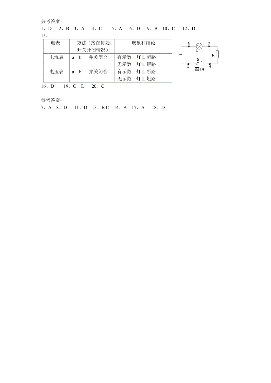 九年级物理电路故障的练习题_第4页