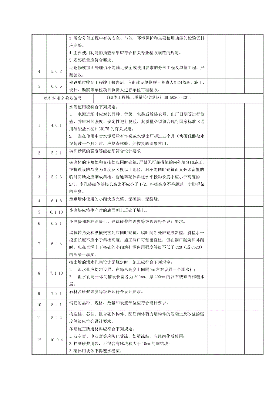 强制性条文检查记录表(土建通用部分)_第2页