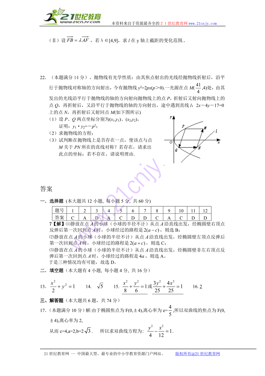 圆锥曲线综合应用及光学性质_第4页