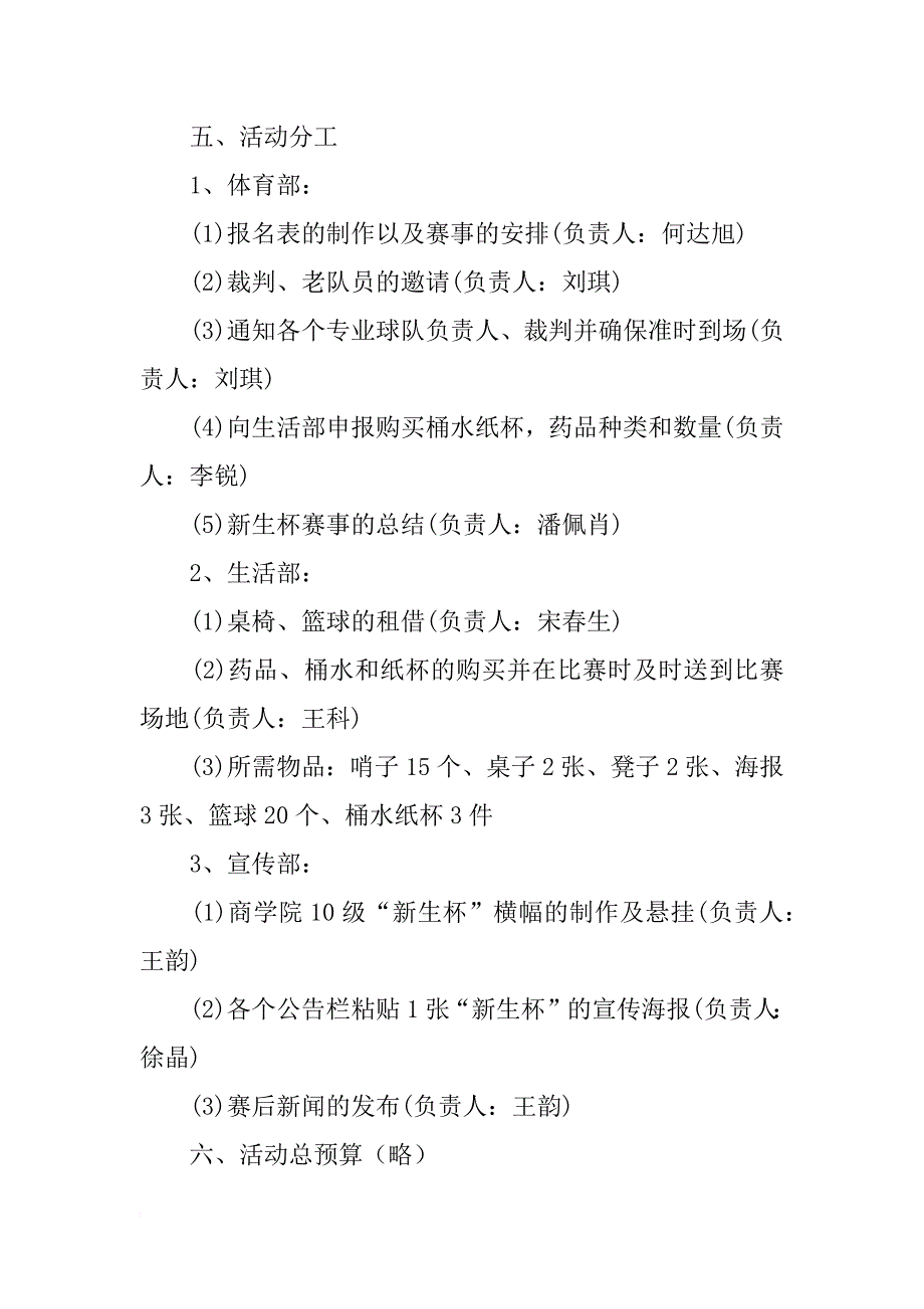 xx最新大学新生篮球赛策划书范文_第4页