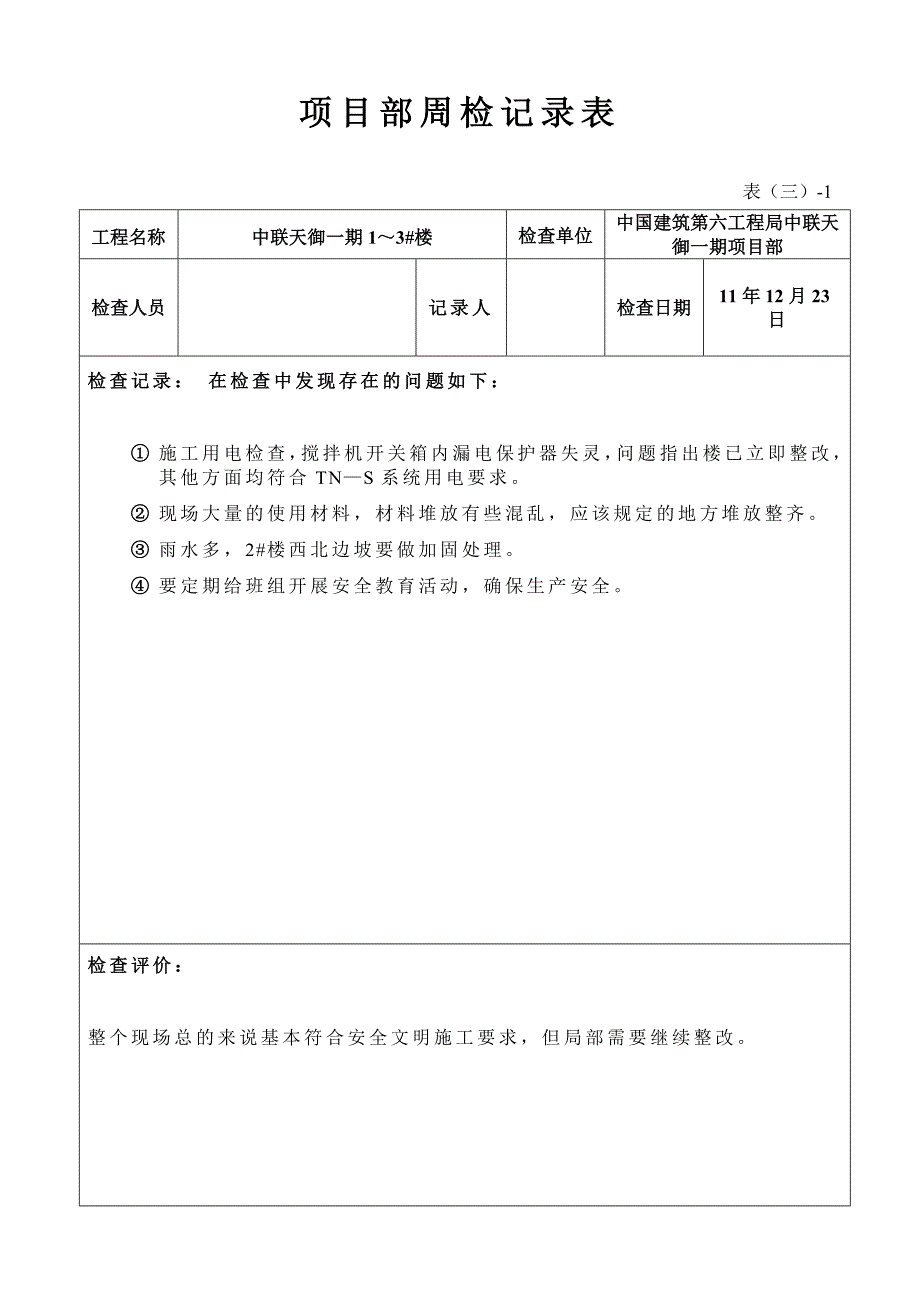 项目部周检记录表_第4页