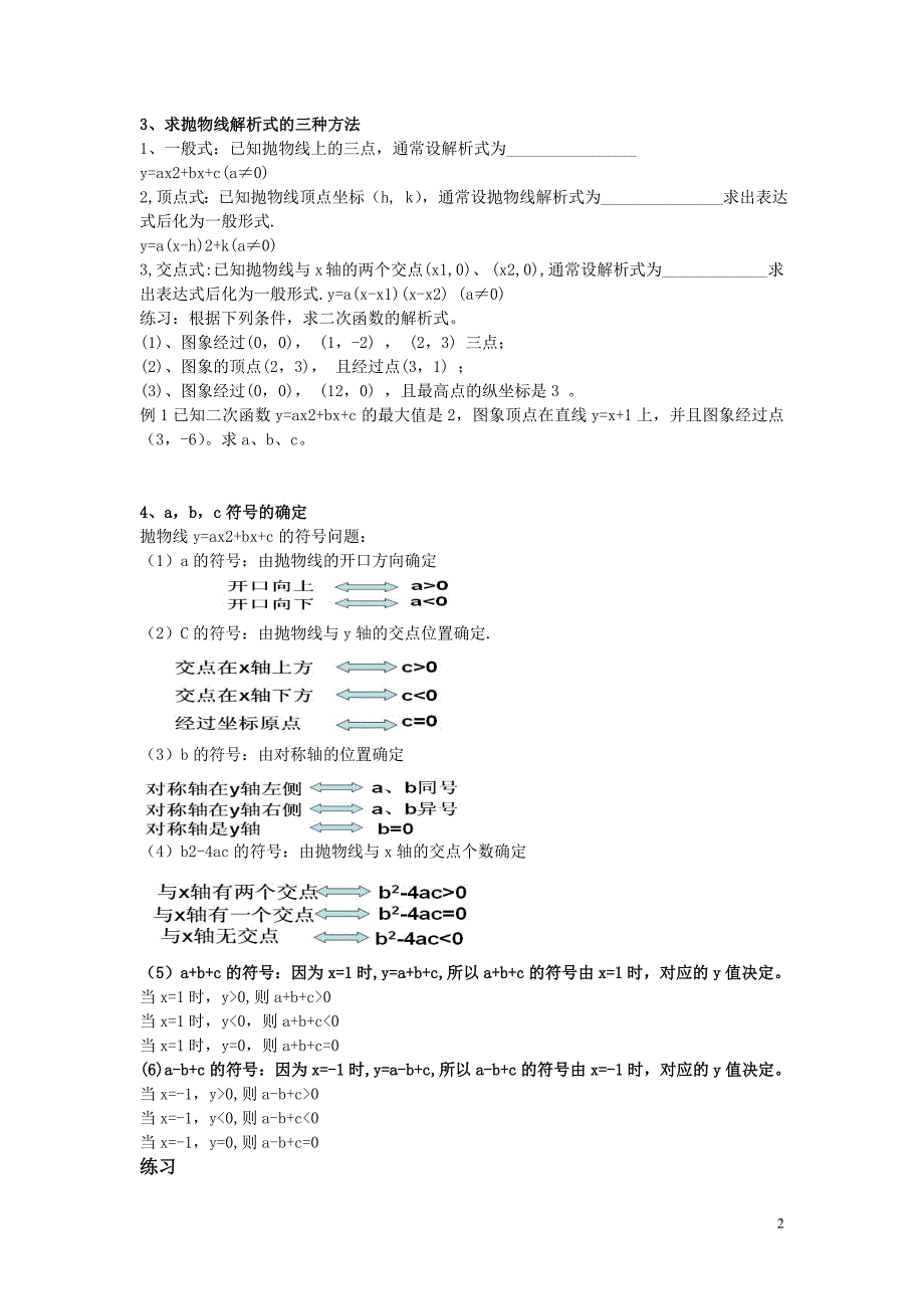 2016中考复习专题二次函数经典分类讲解复习以及练习题-_第2页