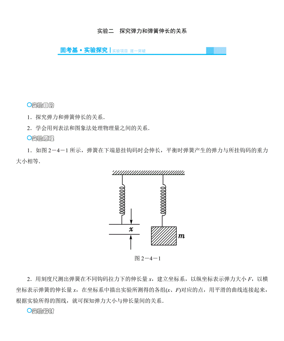 2015届高考物理一轮【实验探究】专题二：探究弹力和弹簧伸长的关系_第1页