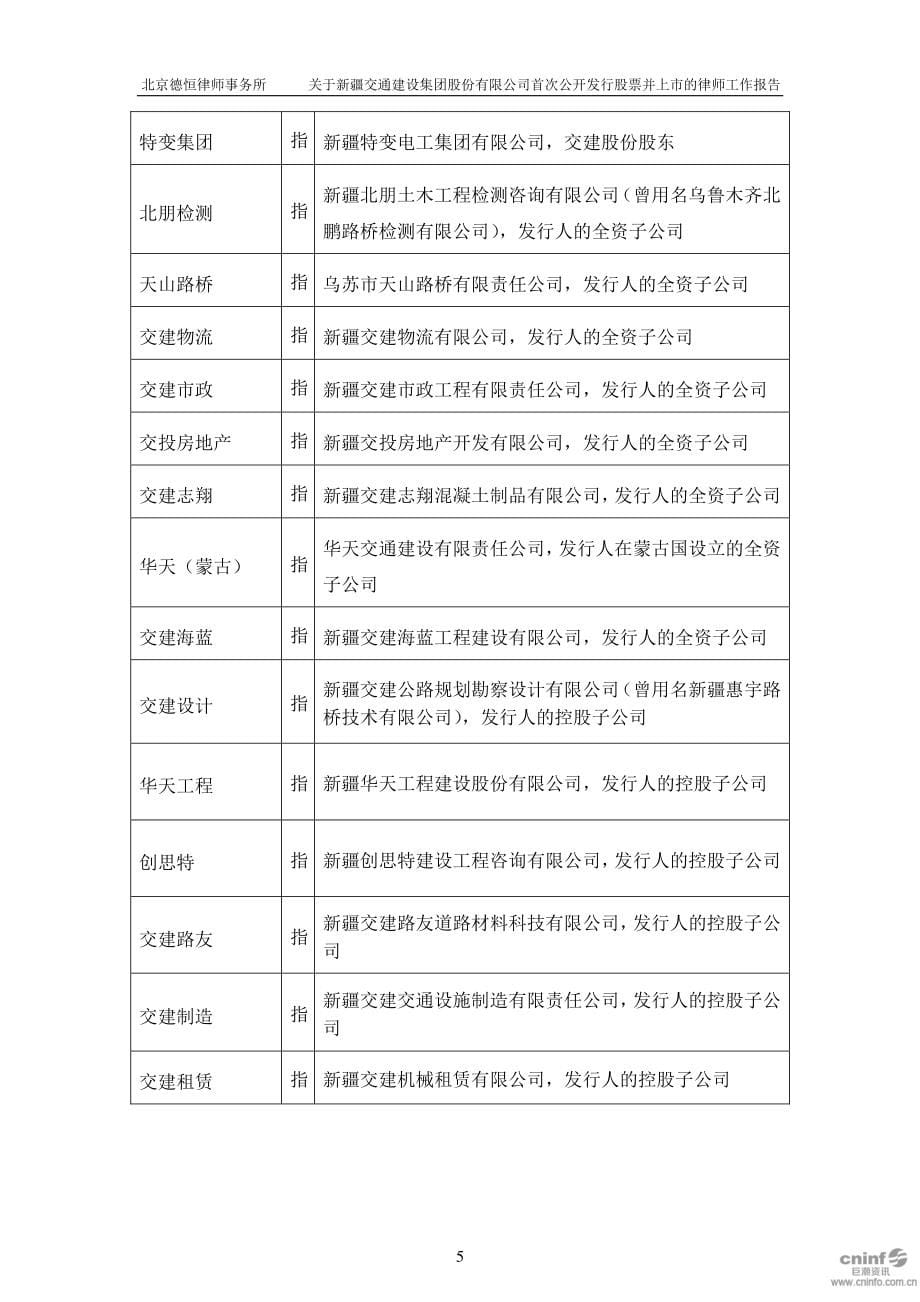 新疆交建：北京德恒律师事务所关于公司首次公开发行股票并上市的律师工作报告_第5页