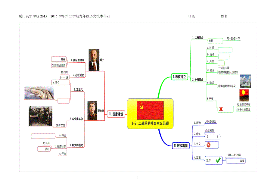 人教版九下世界历史思维导图学案_第1页