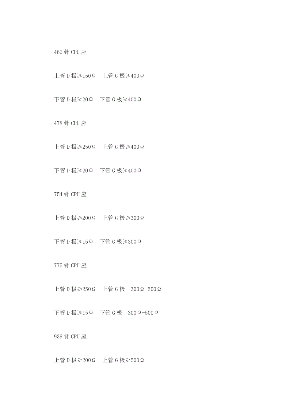 cpu核心供电处上下管d极对地阻值(可大不可小)_第3页