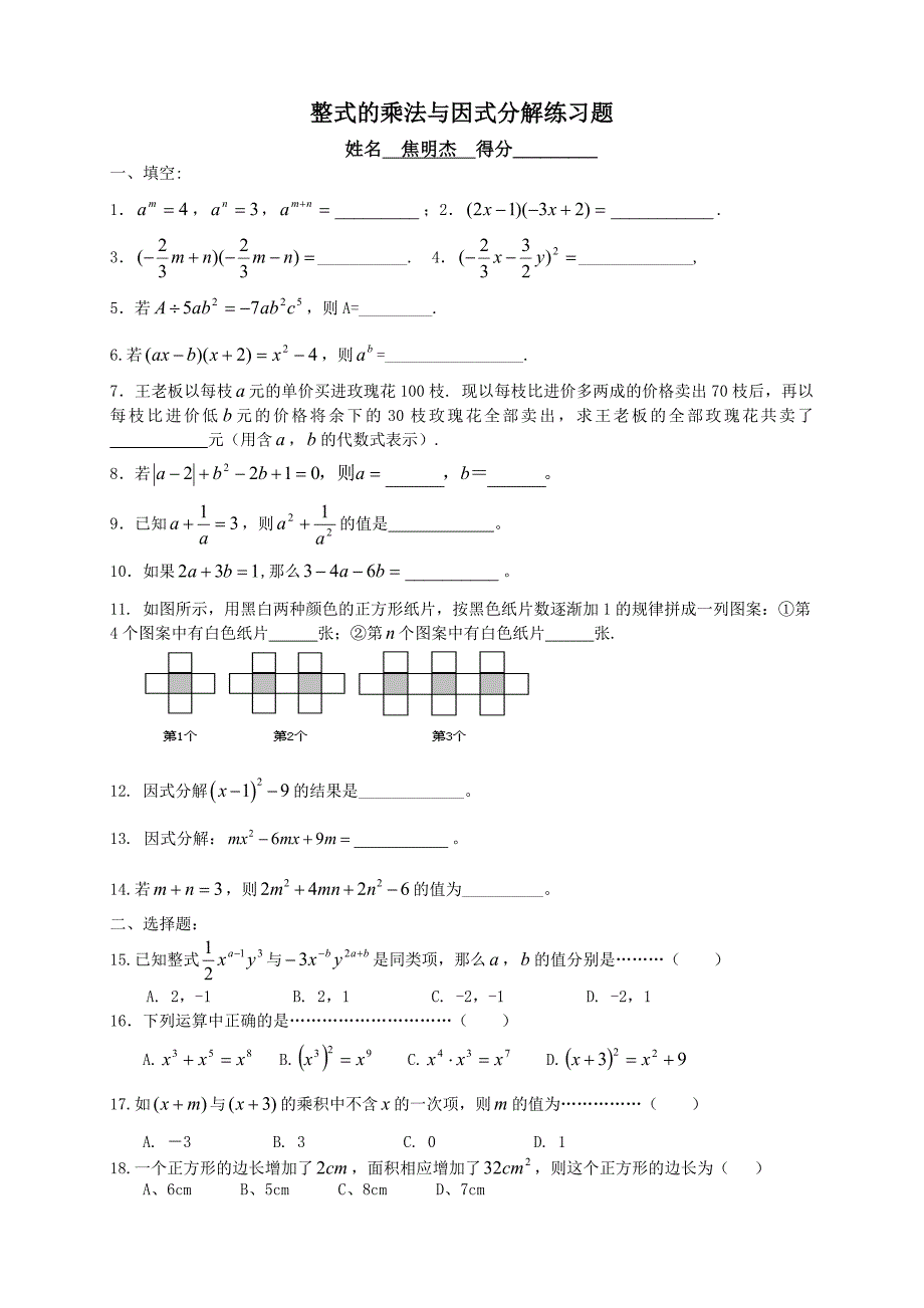 整式乘法与因式分解.._第1页