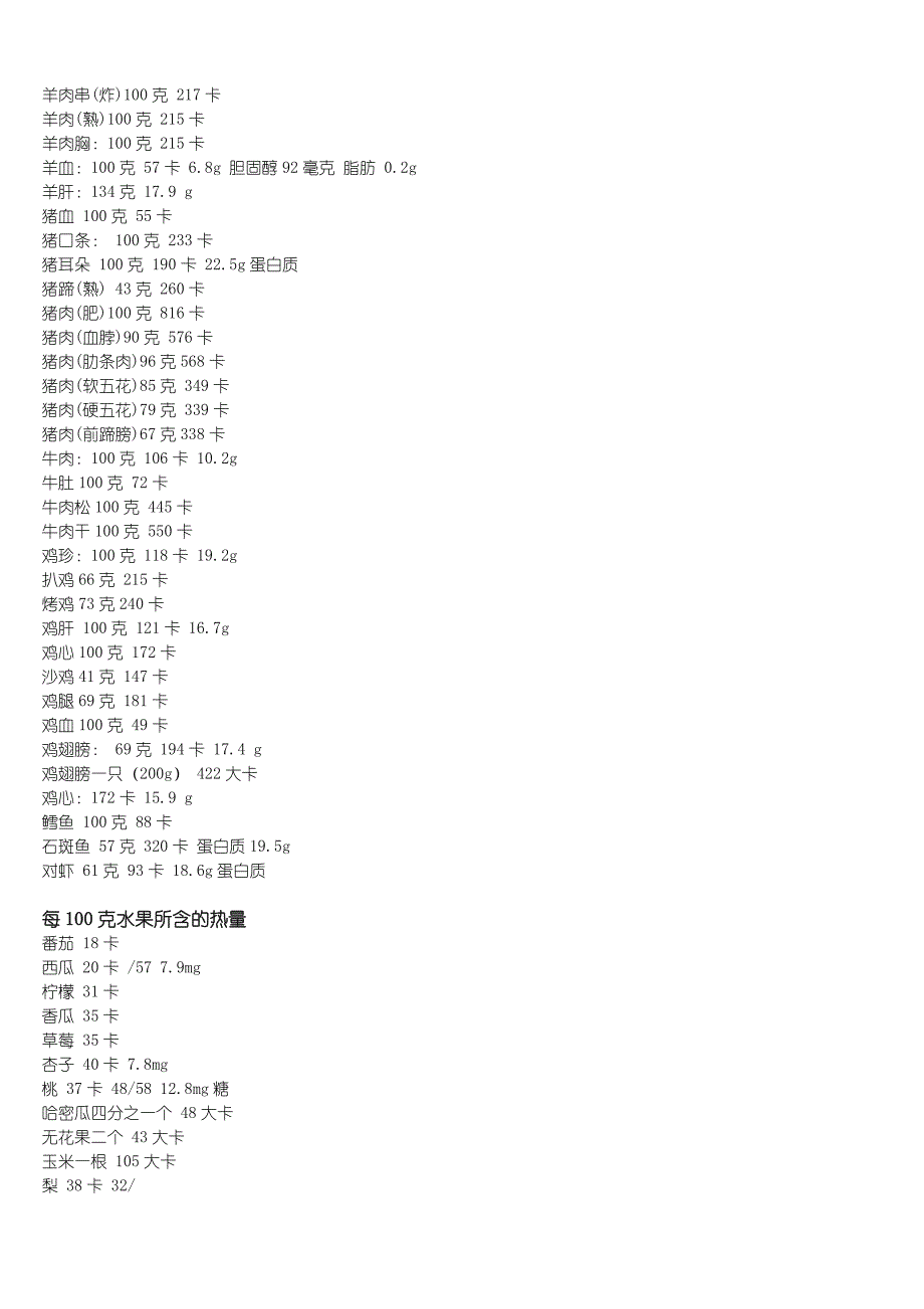 食物卡路里含量_第4页