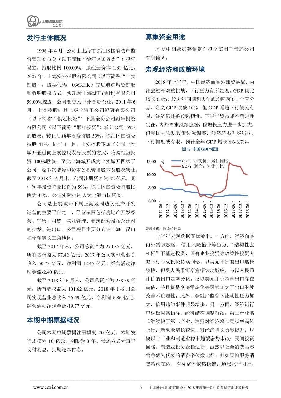 上海城开(集团)有限公司2018年度第一期中期票据信用评级报告及跟踪评级安排_第5页