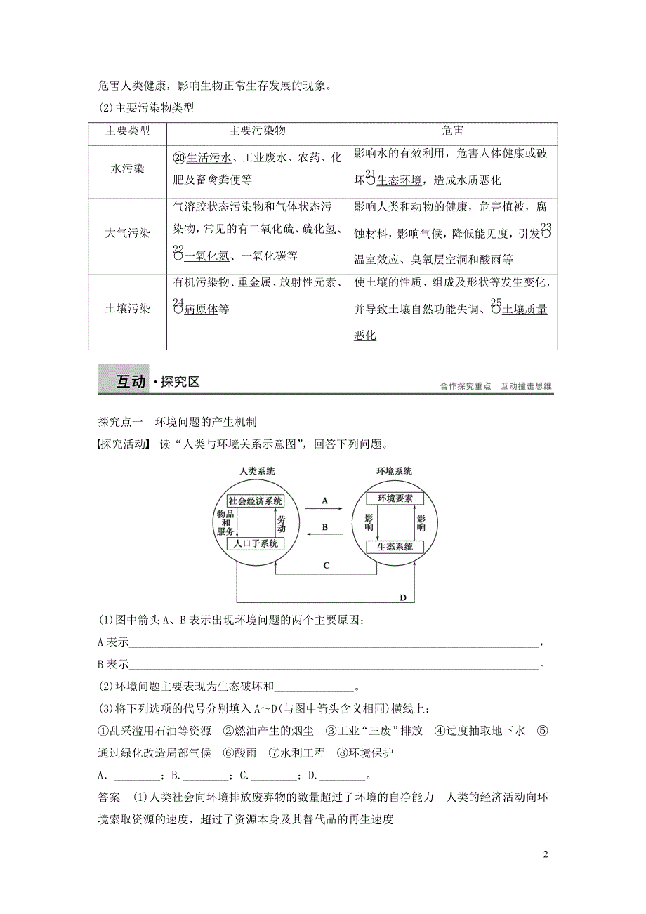 (公用 学案)【创新设计】2016-2017学年高中地理 第四章 第一节 人类面临的主要环境问题学案 湘教版必修2_第2页