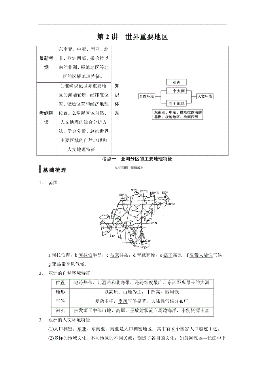 2015届高考地理（中图版）一轮复习配套文档：区域地理 第一章 第2讲　世界重要地区_第1页