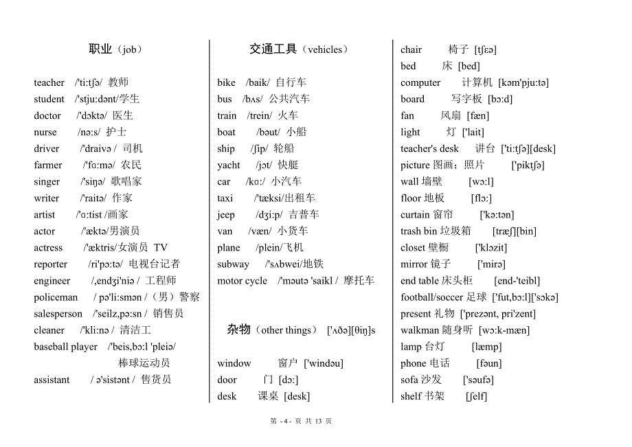 小学英语必背的单词汇总(带音标)_第4页