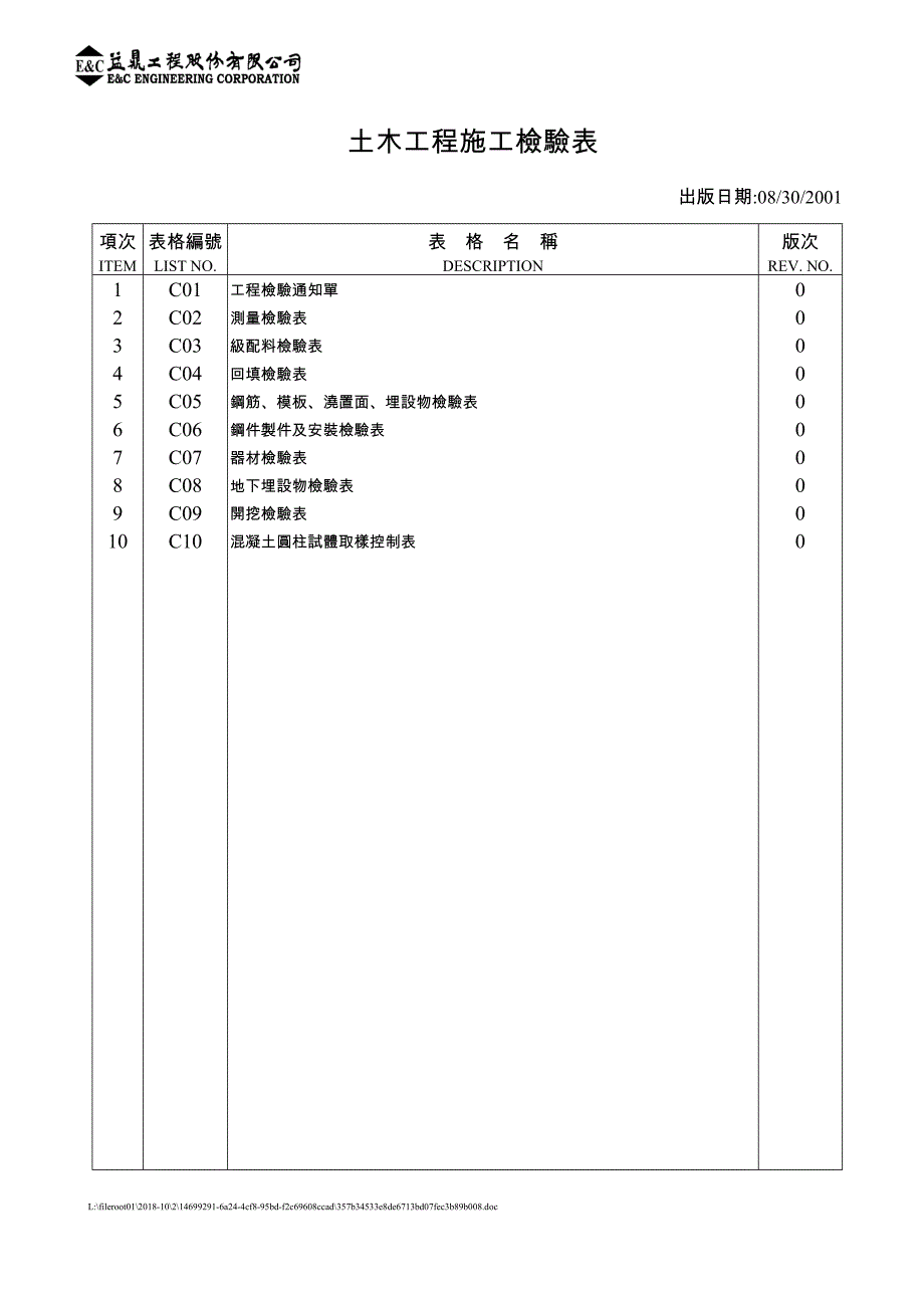 《土木工程施工检验表》_第1页