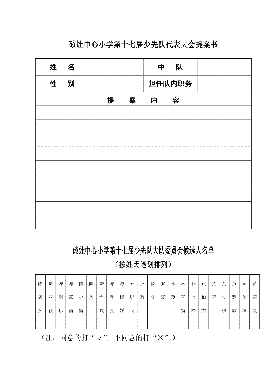 (模板)少先队代表大会提案书_第1页