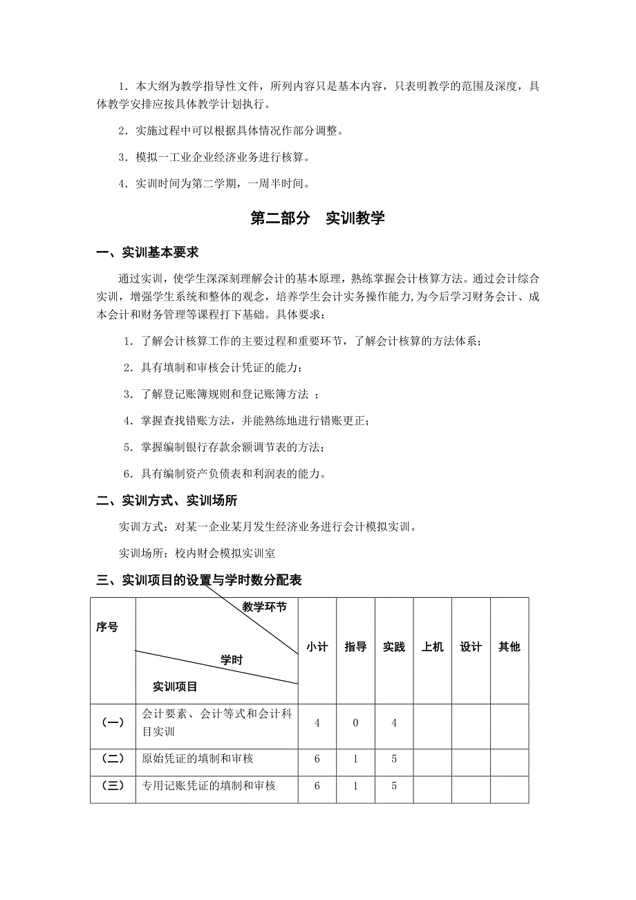 《会计基础综合实训》课程实训大纲(2014)_第2页