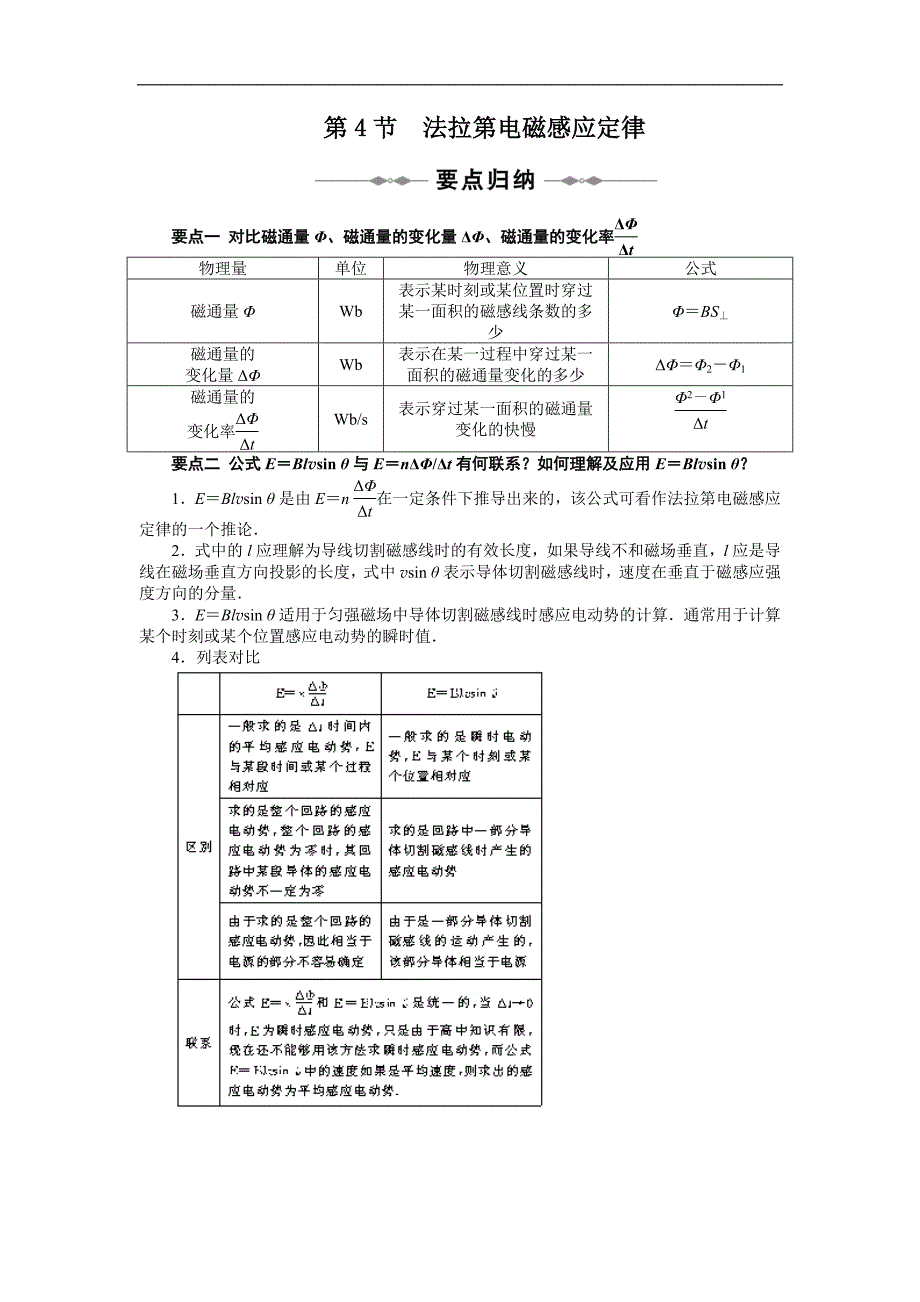 【物理】人教选修3—2同步教学案：第4章 电磁感应 第4节 法拉第电磁感应定律_第1页