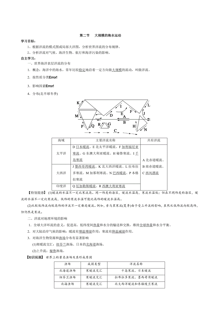 【导与练】2015高考地理总复习配套学案：大规模的海水运动_第1页