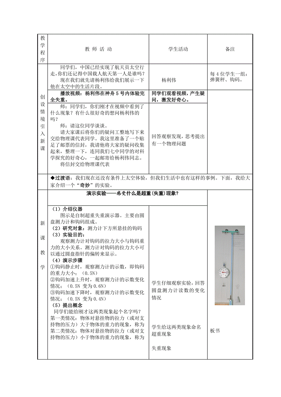 2016-2017重庆超重与失重重庆市赛课教案---张绍兵_第2页