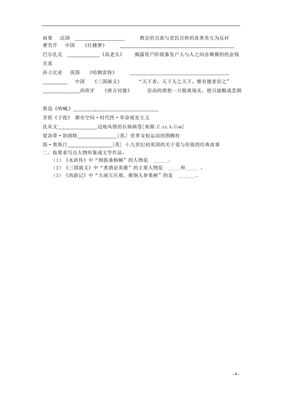 榆林育才中学高中语文 走进文学大师教学案 新人教版必修3_第4页