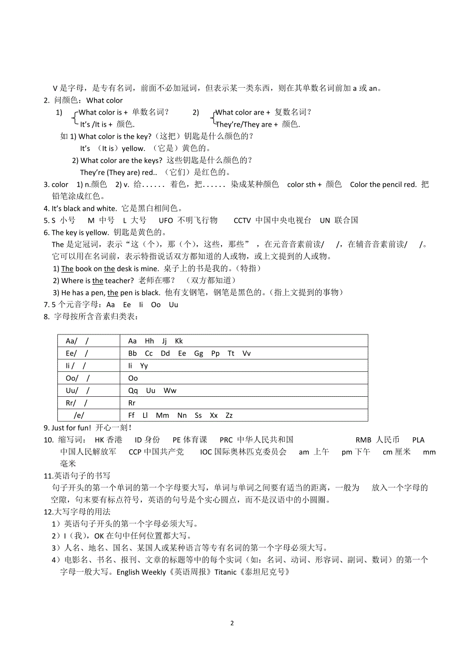 人教版英语七年级上册各单元知识点详解_第2页