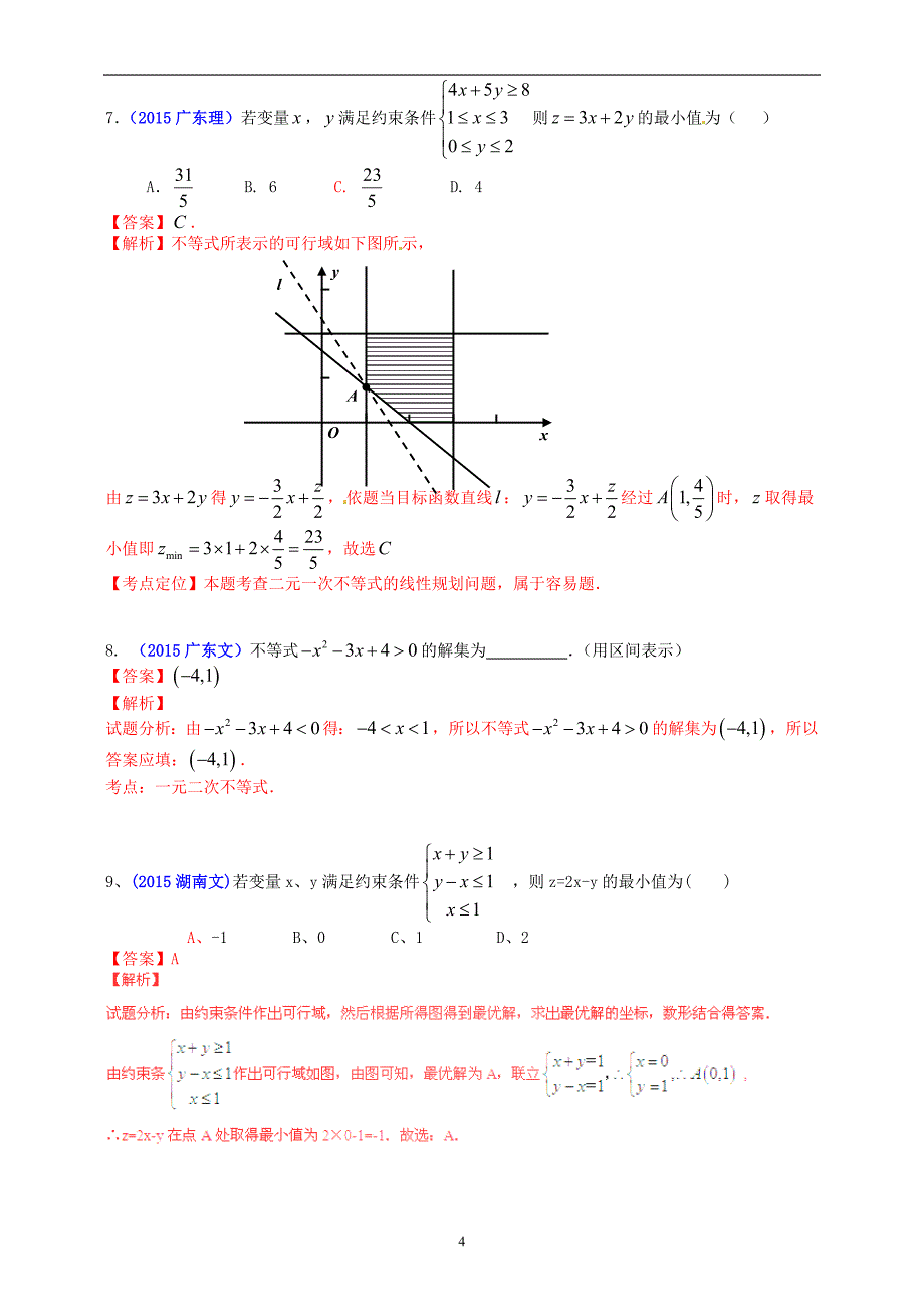 2015年全国各地高考数学试题及解答分类汇编大全05不等式_第4页