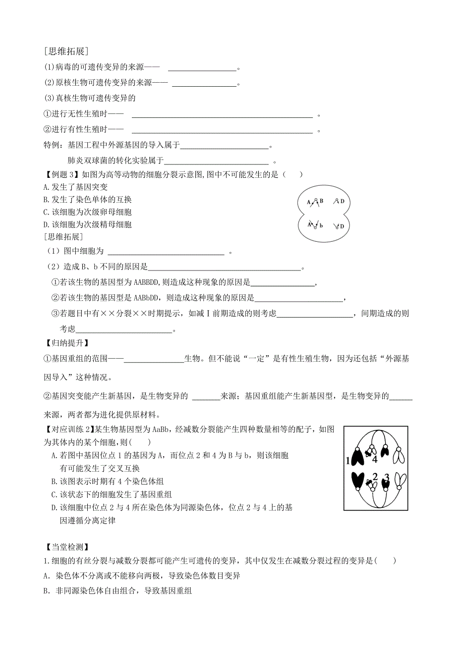 【导与练】2015届高三生物一轮复习学案：第21讲基因突变和基因重组（必修2）_第4页