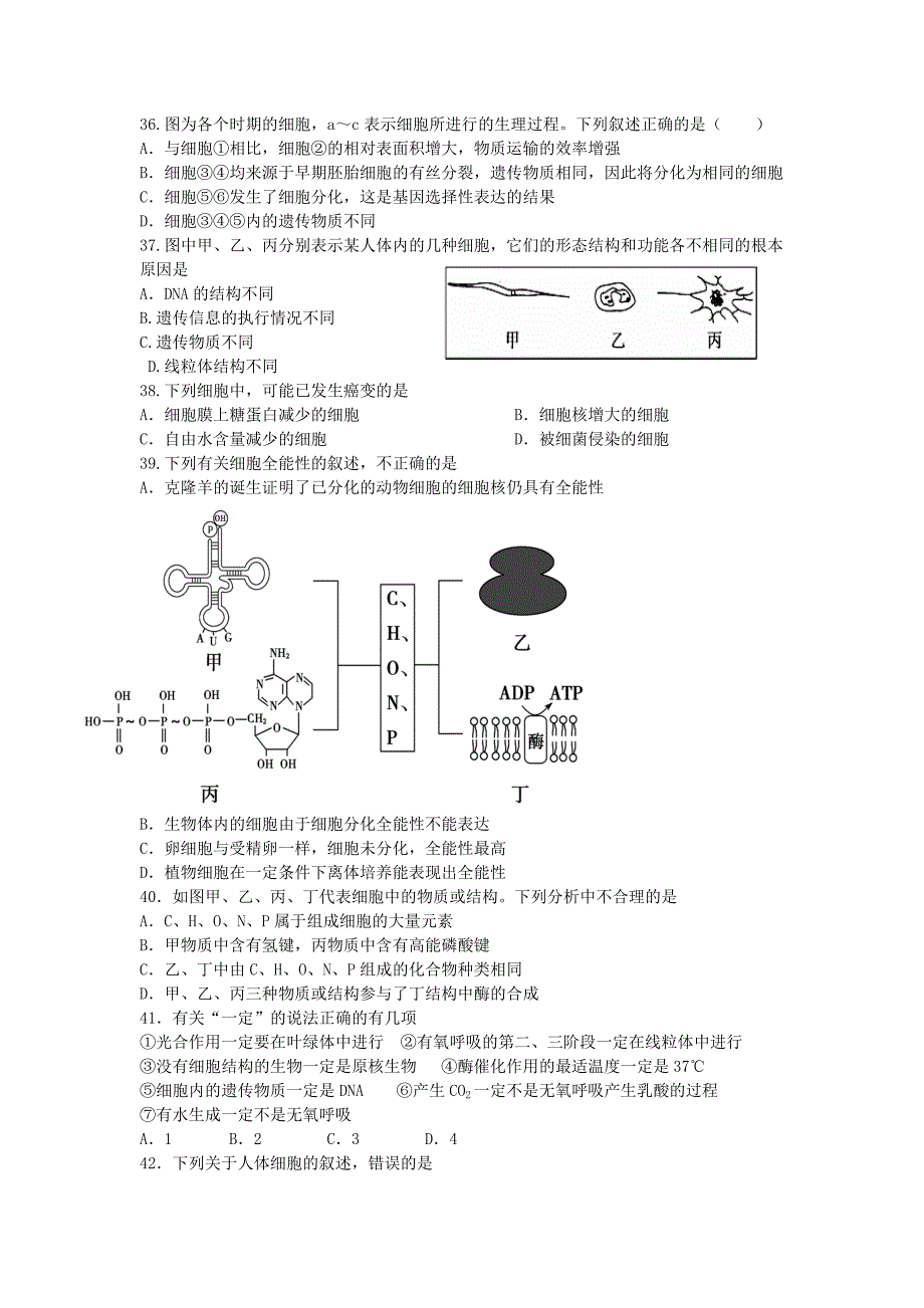 新疆2016-2017学年高一下学期周测（2.14）生物试题word版含答案_第4页