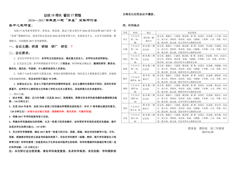 “总结16高考，誓创17辉煌”高考备考策略研讨会_第1页