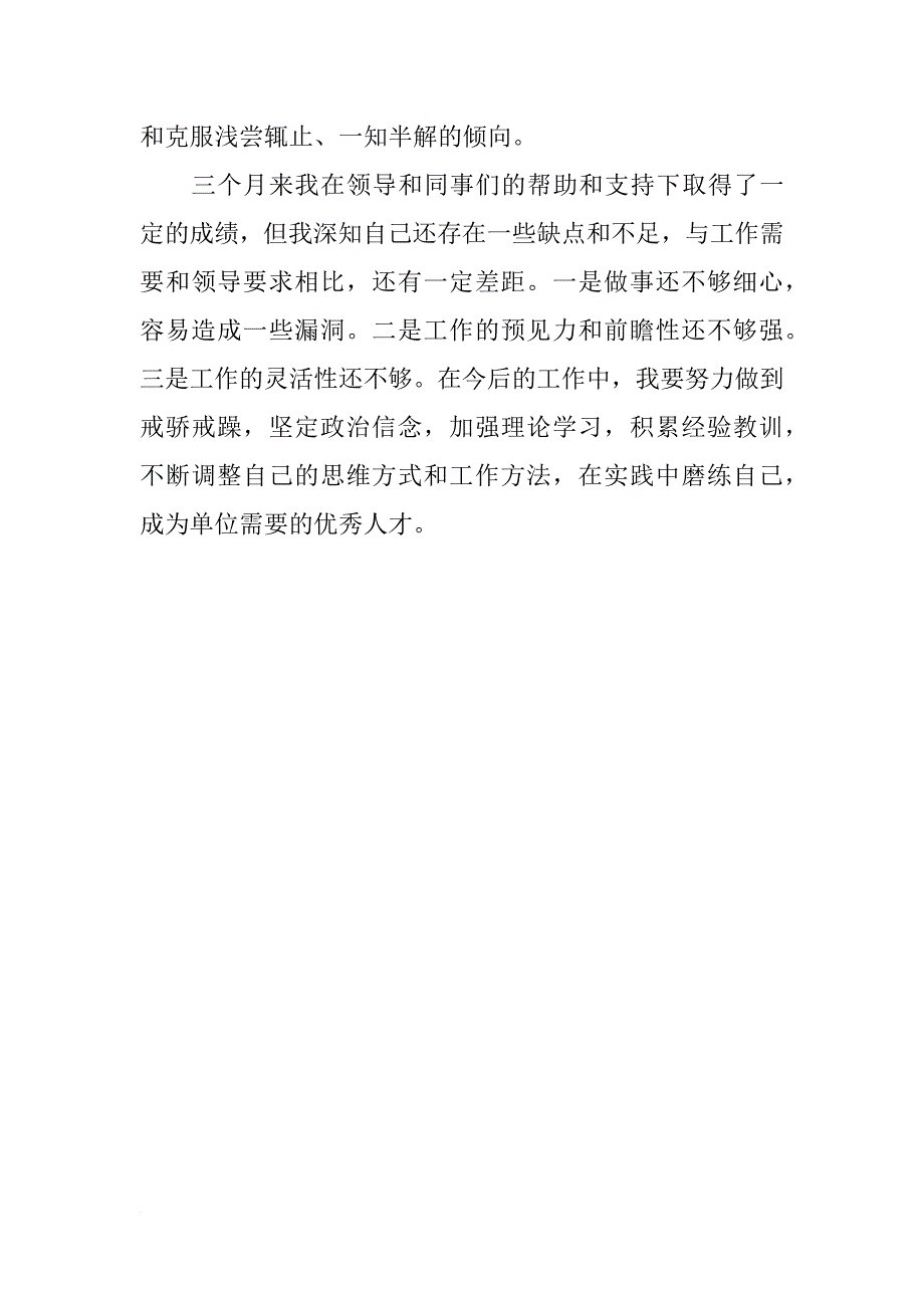 试用期转正工作总结xx年11月_第3页