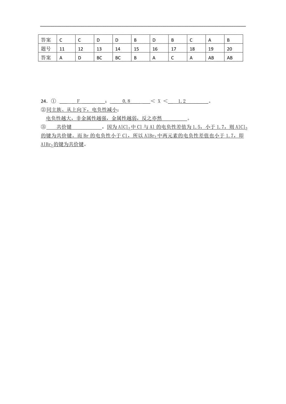 江苏溧阳南渡高级中学高二化学学案 专题3综合练习（苏教版）_第5页