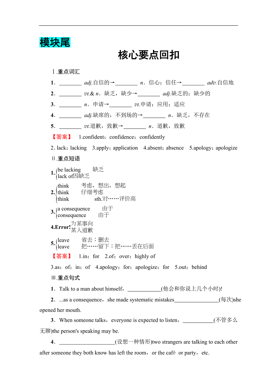 【课堂新坐标】2017学年高二英语外研版选修6练习：module+1《small+talk》核心要点回扣（含解析）_第1页