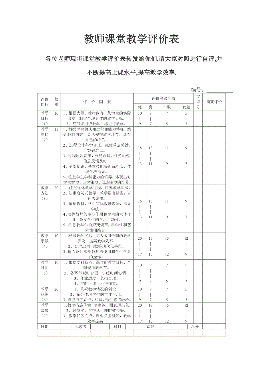 教师课堂教学评价表1_第2页