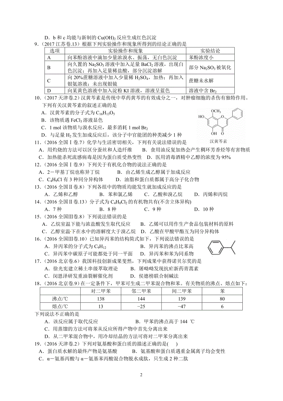 2015-2017年高考试题分类汇编----有机化学含答案_第2页