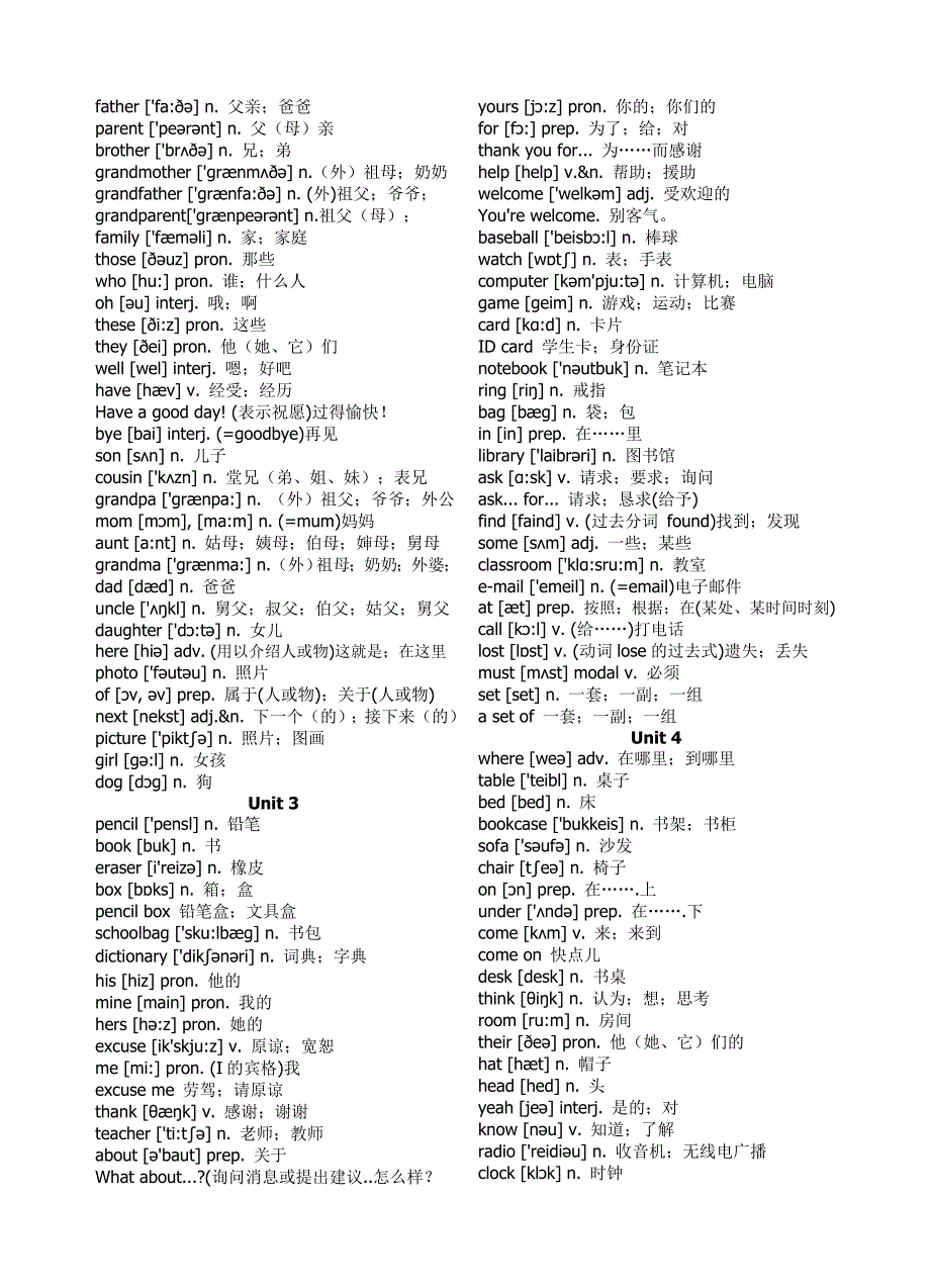 2017人教版初中英语单词总表按年级单元_第2页