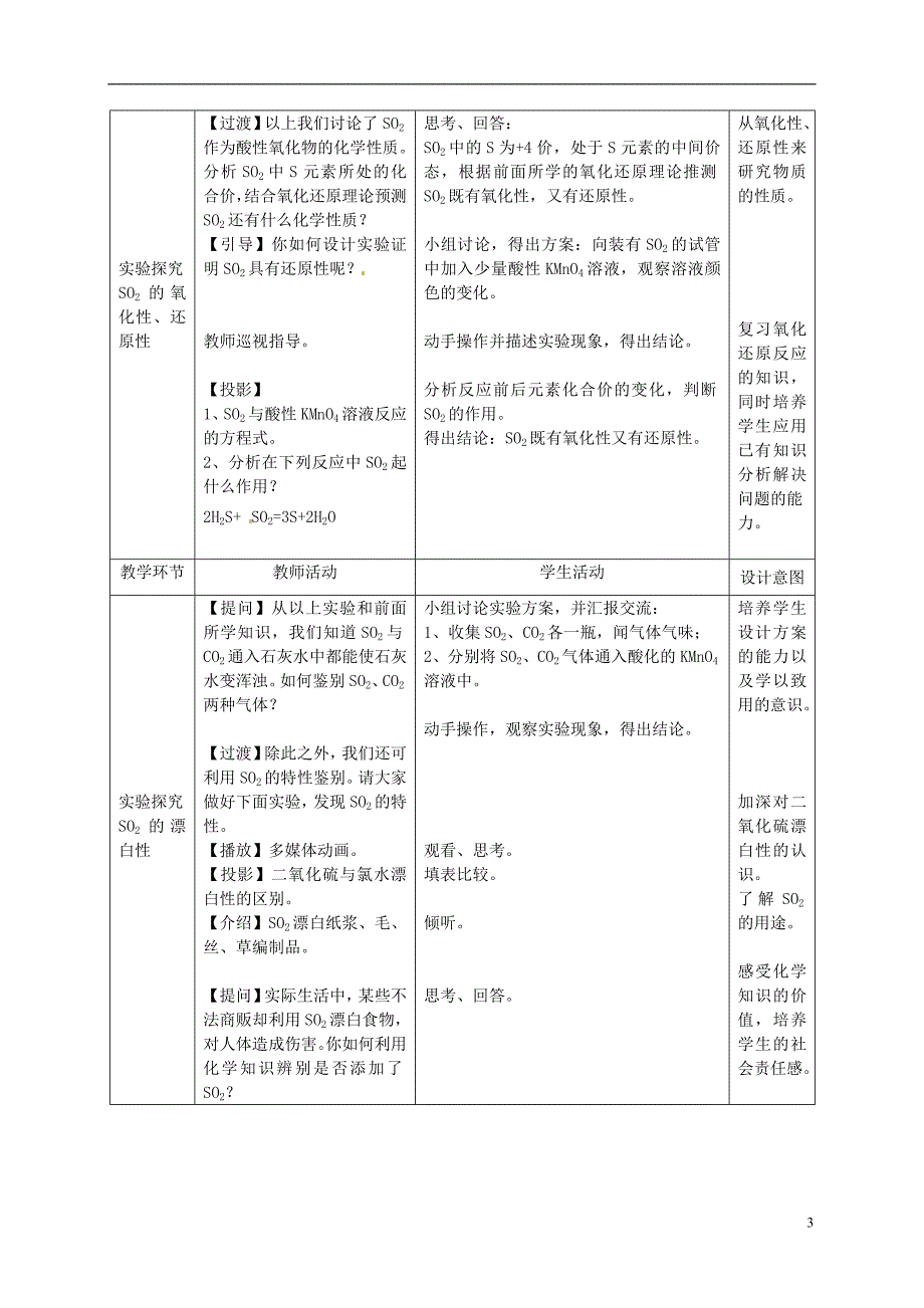 高中化学《硫和氮的氧化物》教案 新人教版必修1_第3页