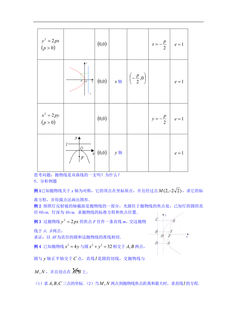 吉林省高中数学选修一学案 2.4.2抛物线的简单几何性质_第3页