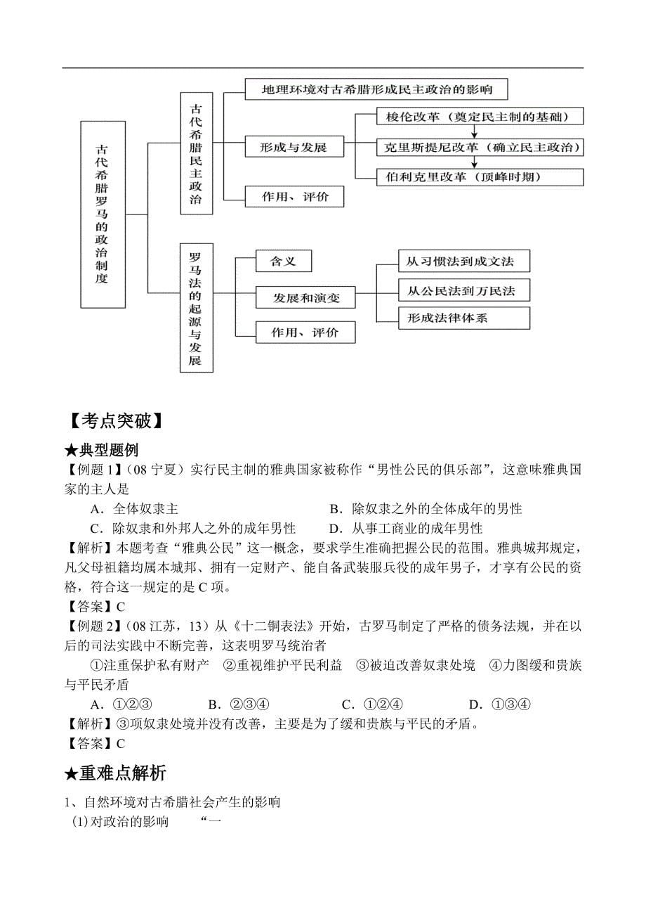 【一轮精品】2015高考历史（岳麓版）总复习学案 第2单元 古希腊和古罗马的政 治制度_第5页