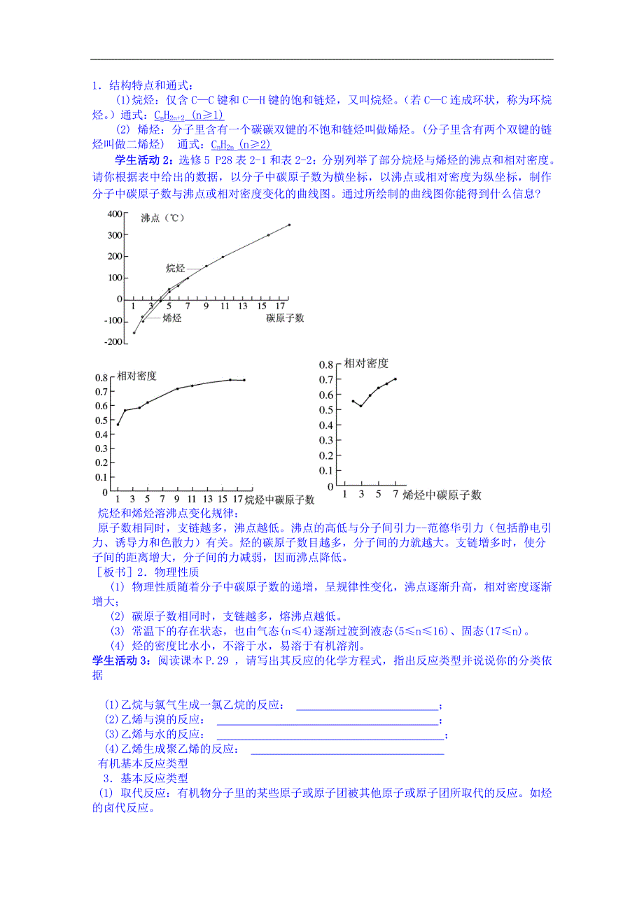 江苏省海安县实验中学高中化学导学案（选修5）《第一节脂肪烃》（无答案）_第2页