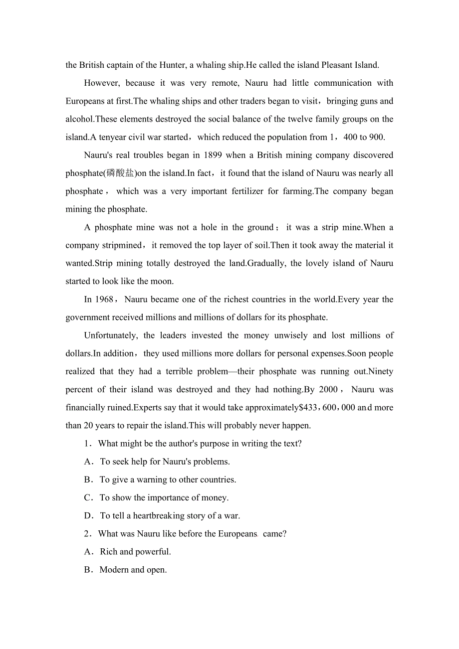 四川省内江市2015高考英语阅读理解一轮练习（4）及答案_第3页